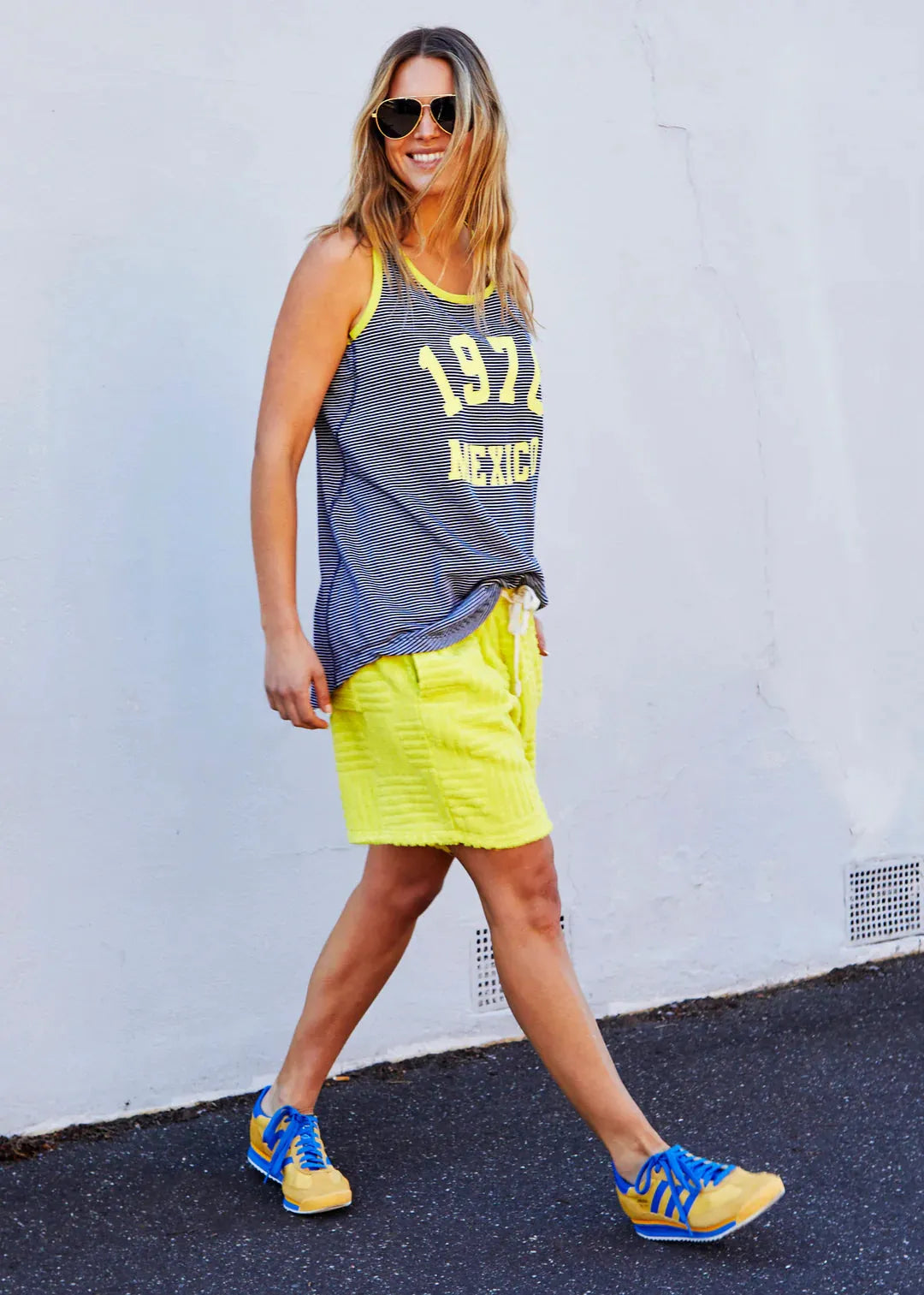 SALT & SUNSHINE MEXICO TANK - NAVY/YELLOW hammil and co - Stay Wild Collective  