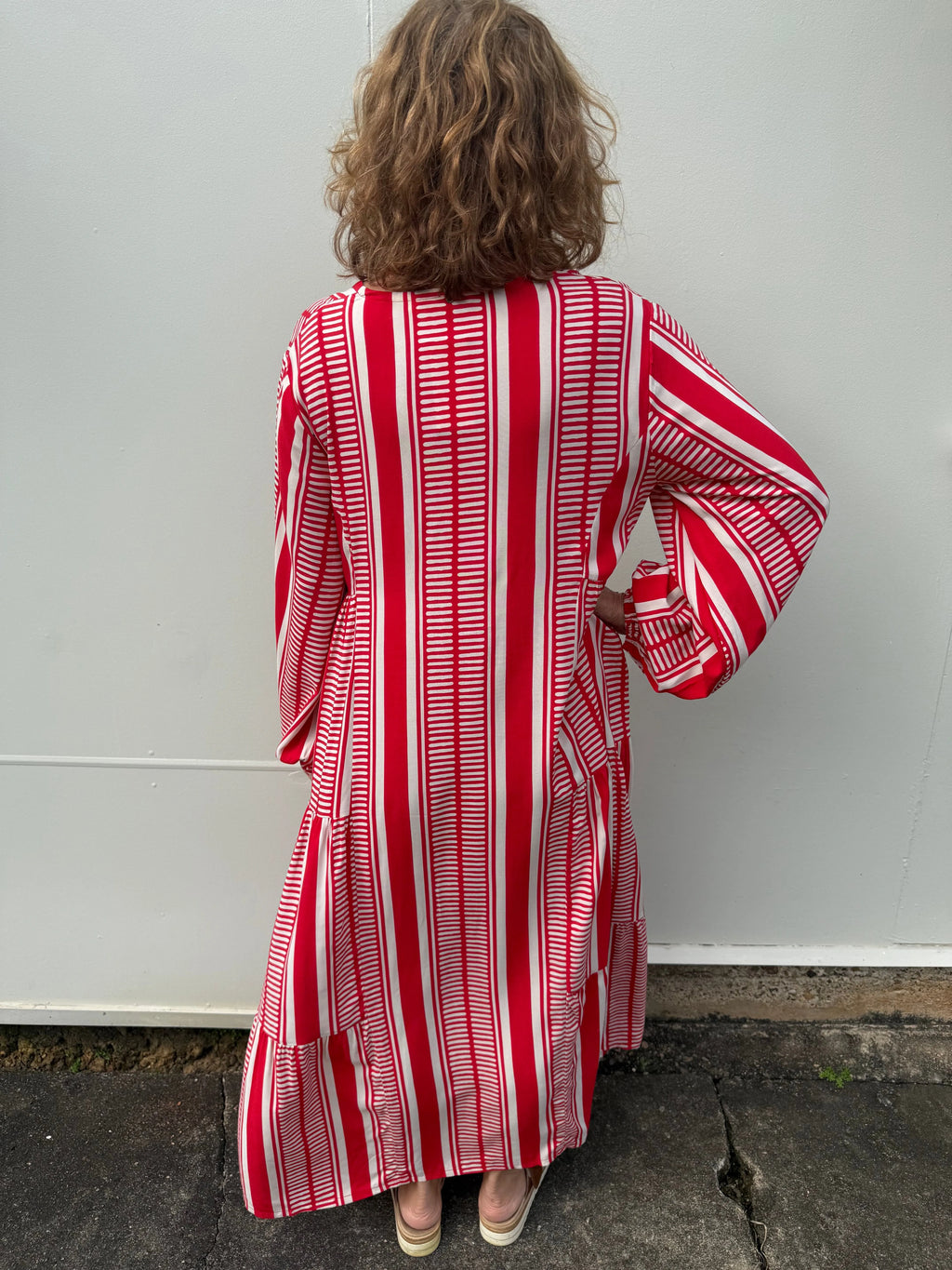 Samode Dress | Print b red stripe midi - Stay Wild Collective  Dresses