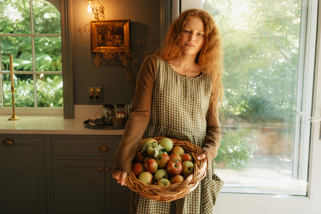  Sartene French Linen Dress in Tiny olive Gingham - Stay Wild Collective  