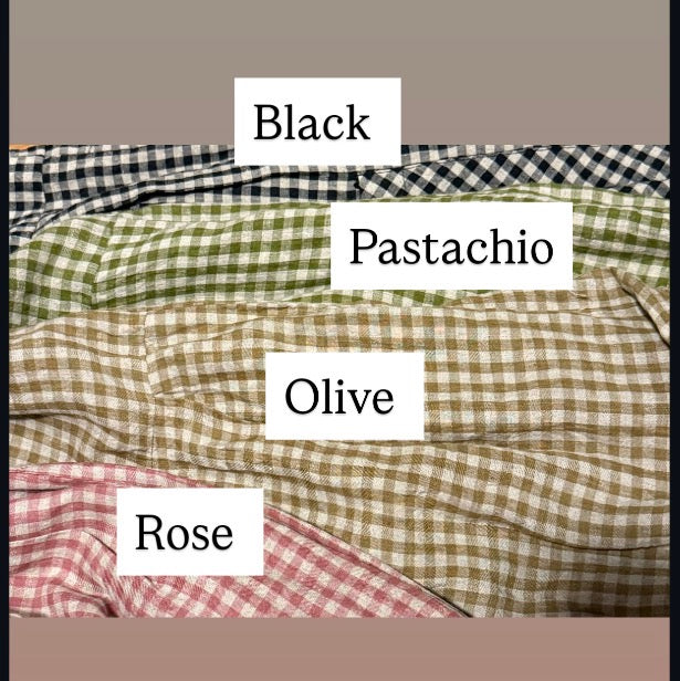   Sartene French Linen Dress in Tiny pistachio Gingham - Stay Wild Collective  