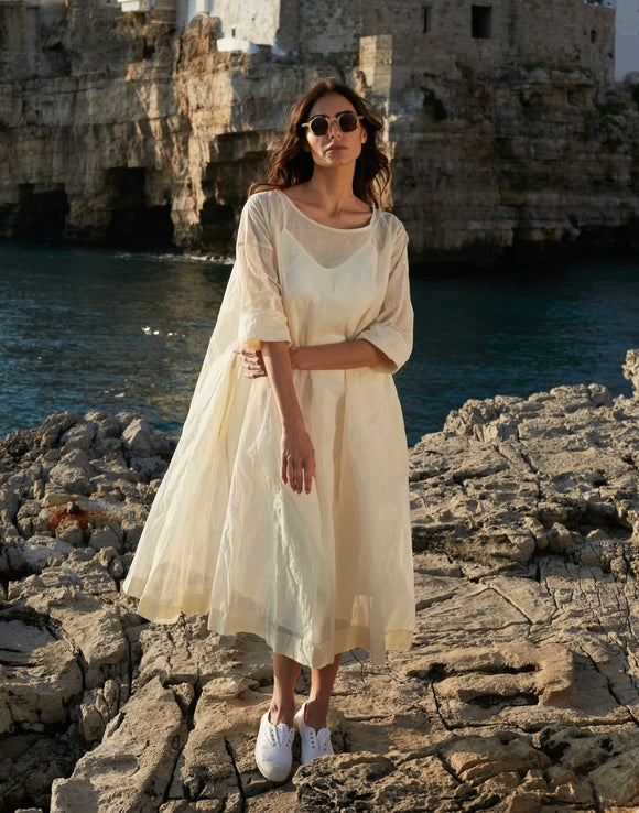 MegbyDesign Jamila Cotton Organdy Dress | Warm White