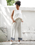 MegbyDesign Anna Pant Linen | Red Hem | Blue Hem