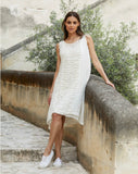 MegbyDesign Lidia Dress - Linen & Lace | White | Black