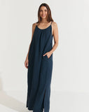 Montaigne Virginie Linen Maxi Dress with Side Splits