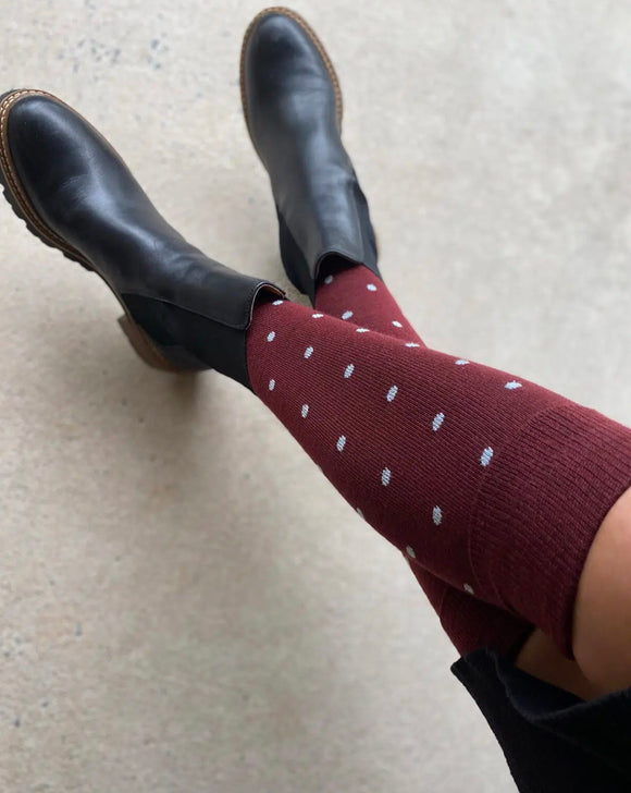 Tightology T16 ‘Dotty Burgundy’ Merino Wool Socks