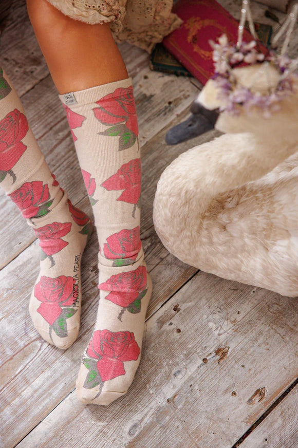 Pre Order Magnolia Pearl All For Roses OTK Socks 136-REDRS-OS