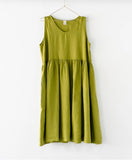 Montaigne Adelaide Sleeveless Linen Smock Dress with Pockets