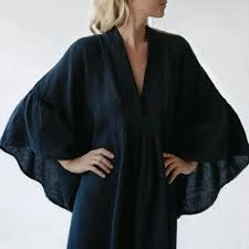 Seaside  tones linen  sea dress in navy  sale - Stay Wild Collective  