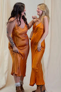 person wearing Silk/satin  slip amber long - Stay Wild Collective  