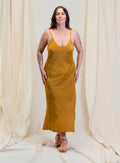 person wearing Silk/satin  slip gold long - Stay Wild Collective  