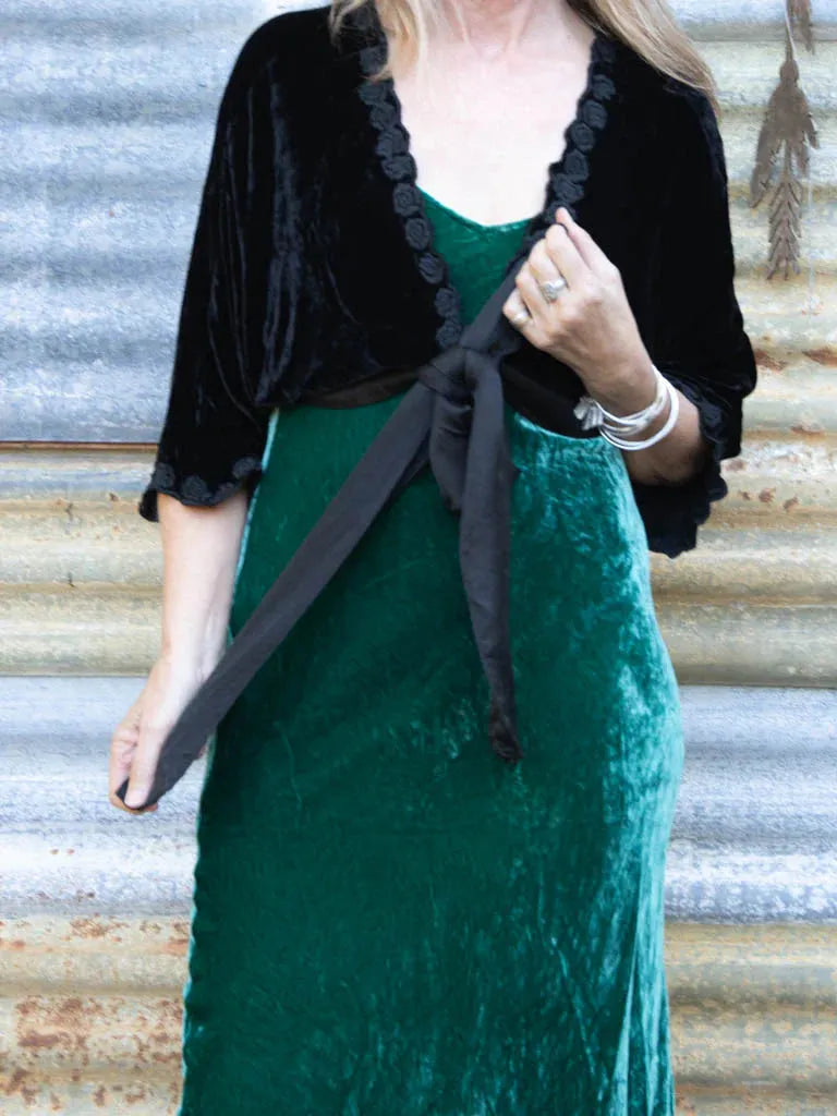 person wearing Silk velvet slip maxi Noel - Stay Wild Collective  