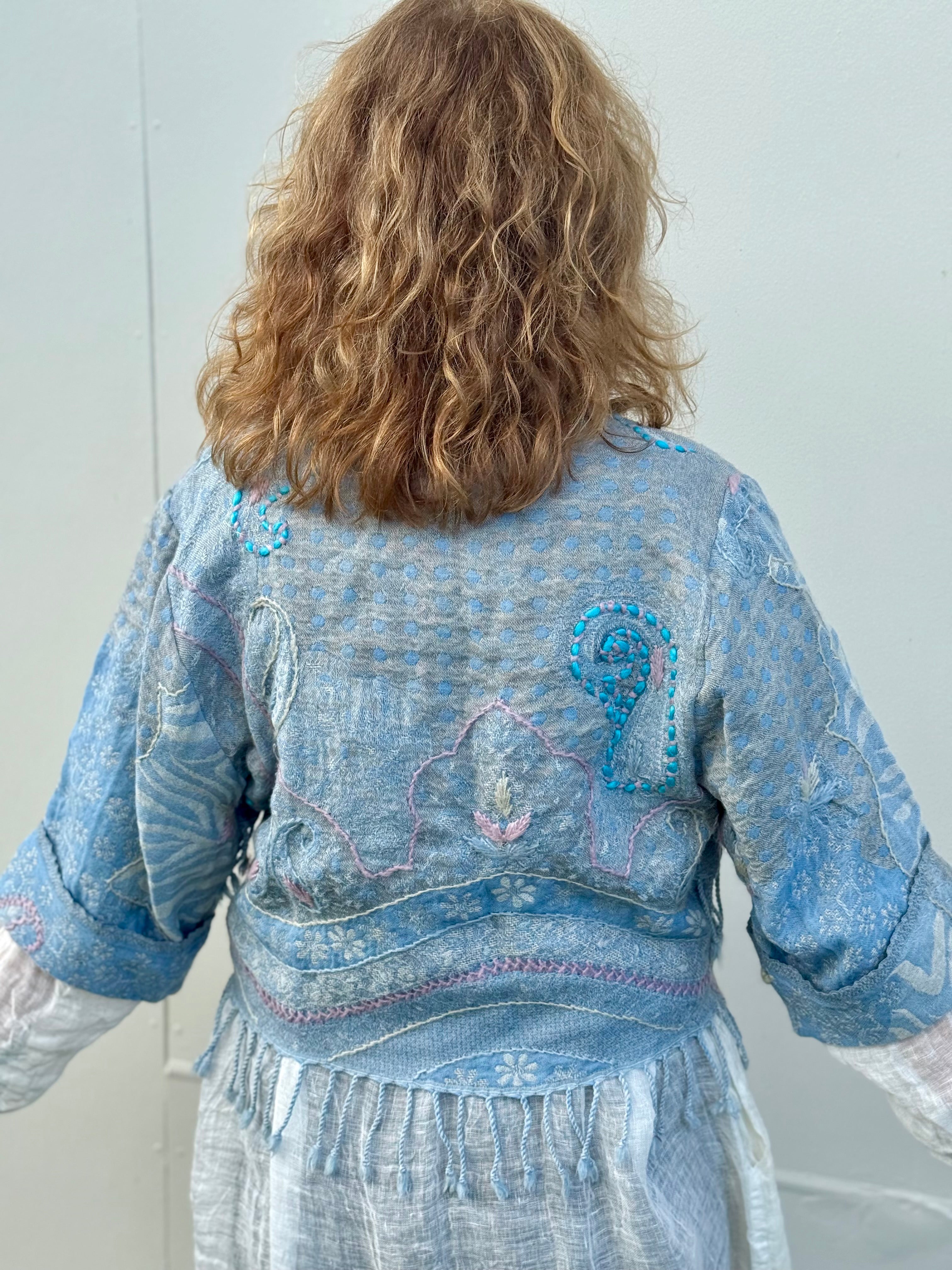  Silver Cocoonz Kashmiri wool jacket Size 12 Blue Pink - Stay Wild Collective  Jacket