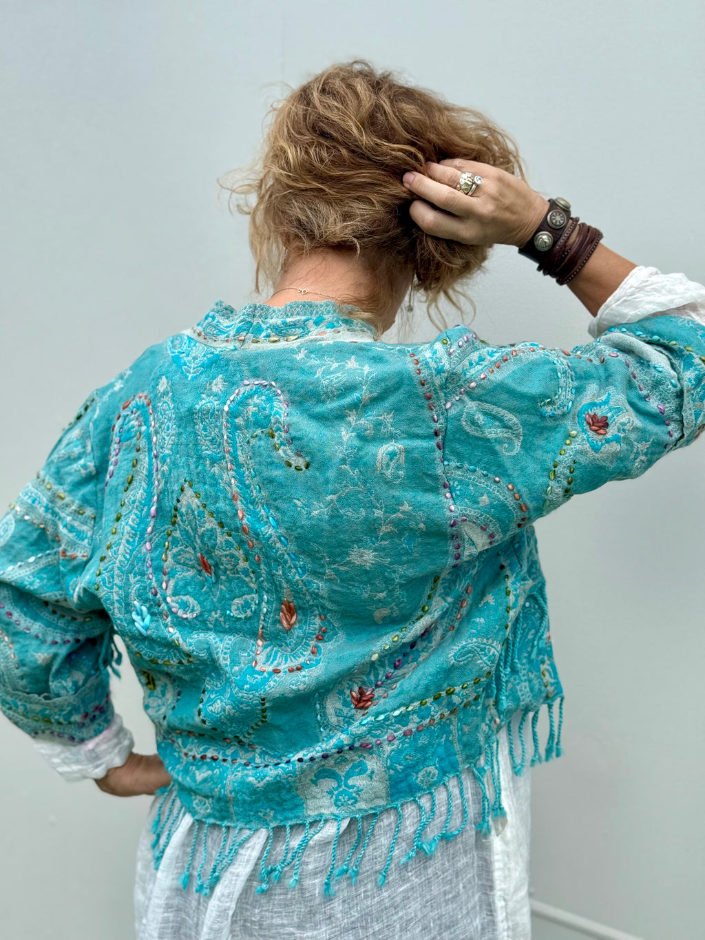  Silver Cocoonz Kashmiri wool jacket Size 14 Jade Blue - Stay Wild Collective  Jacket