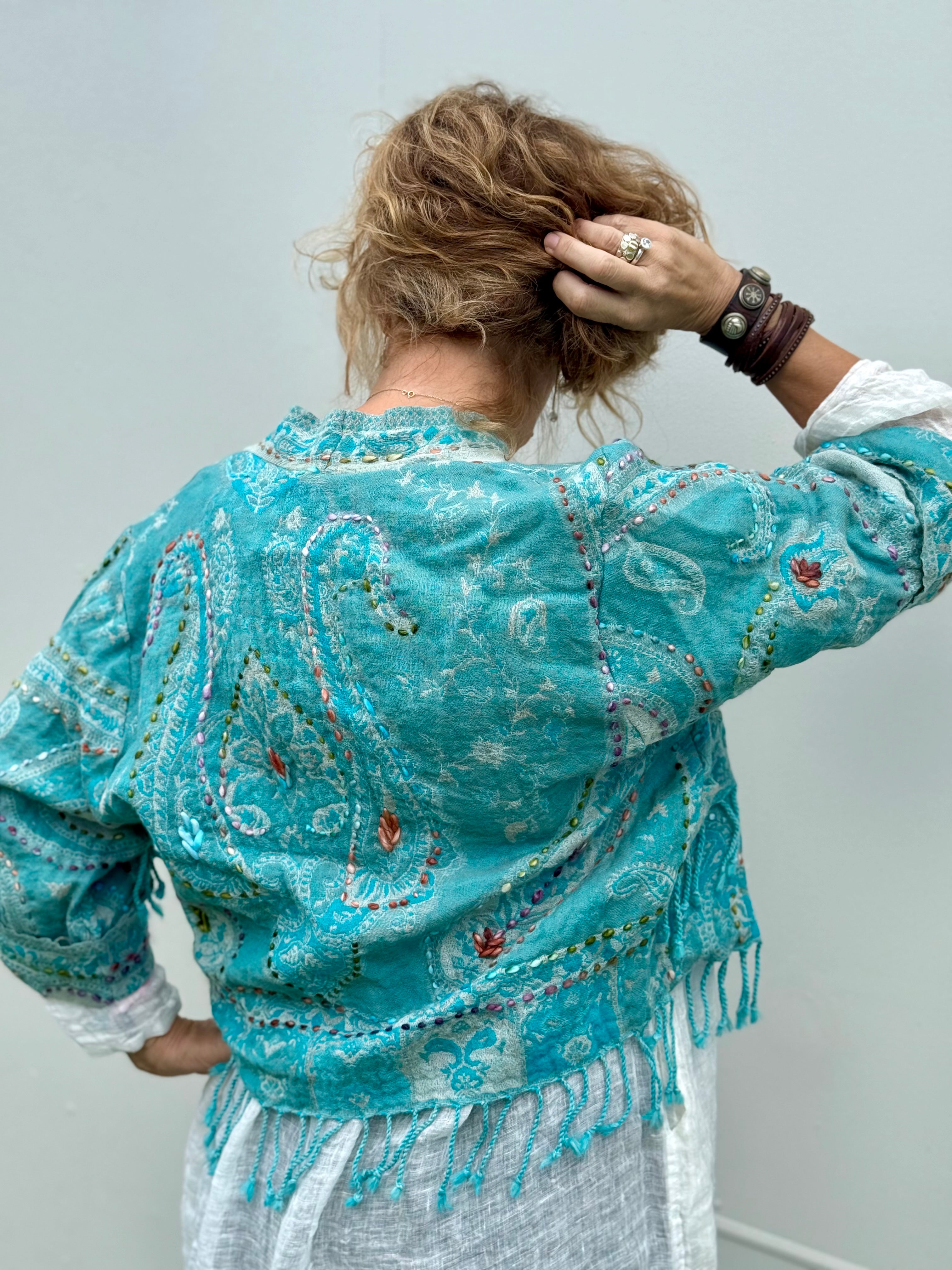  Silver Cocoonz Kashmiri wool jacket Size 14 Jade Blue - Stay Wild Collective  Jacket