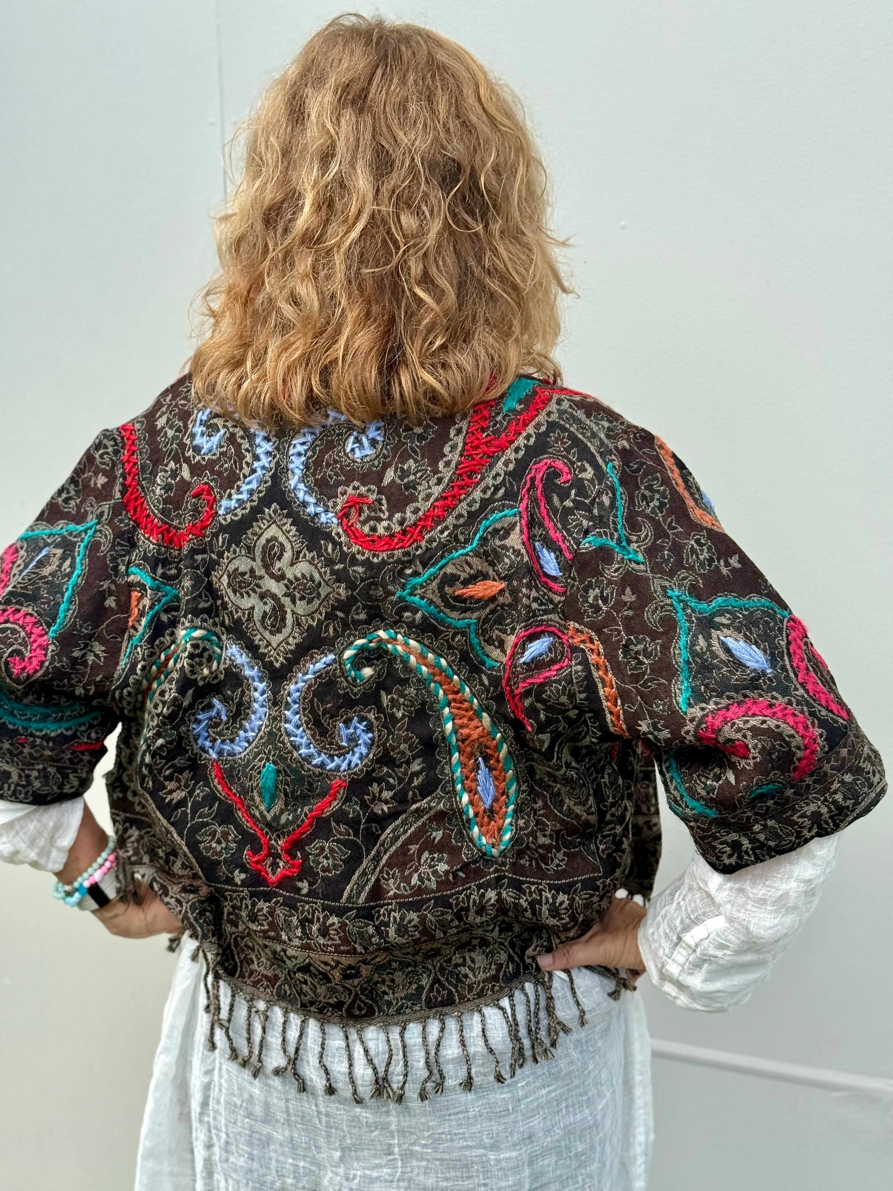  Silver Cocoonz Kashmiri wool jacket Size 14 Paisley Garden - Stay Wild Collective  Jacket