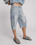  Skater Girl Low Waist Super Long Leg Denim Jorts - Soft Blue SALE - Stay Wild Collective  