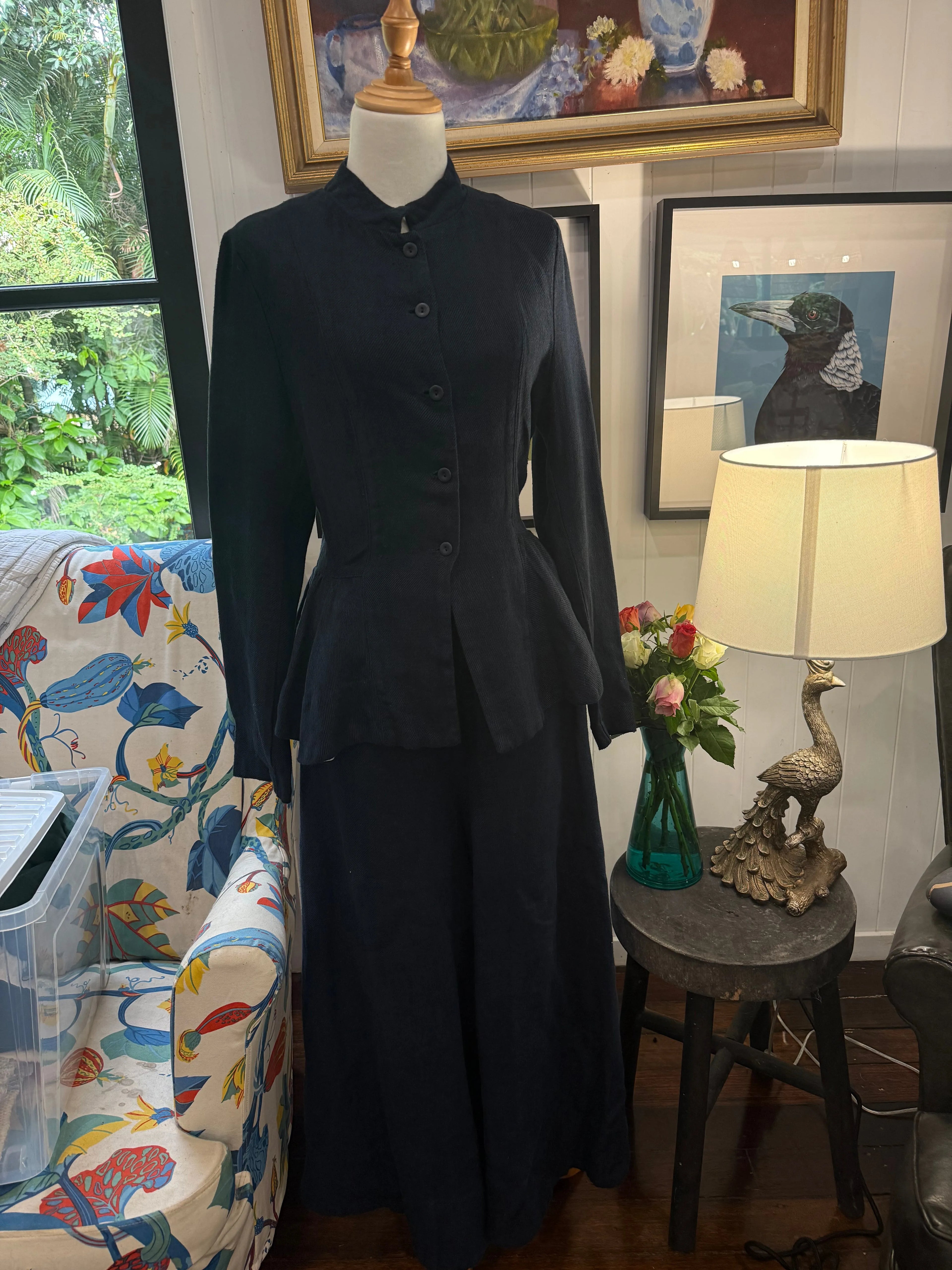  Son de flor peplum jacket herringbone linen navy SALE - Stay Wild Collective  