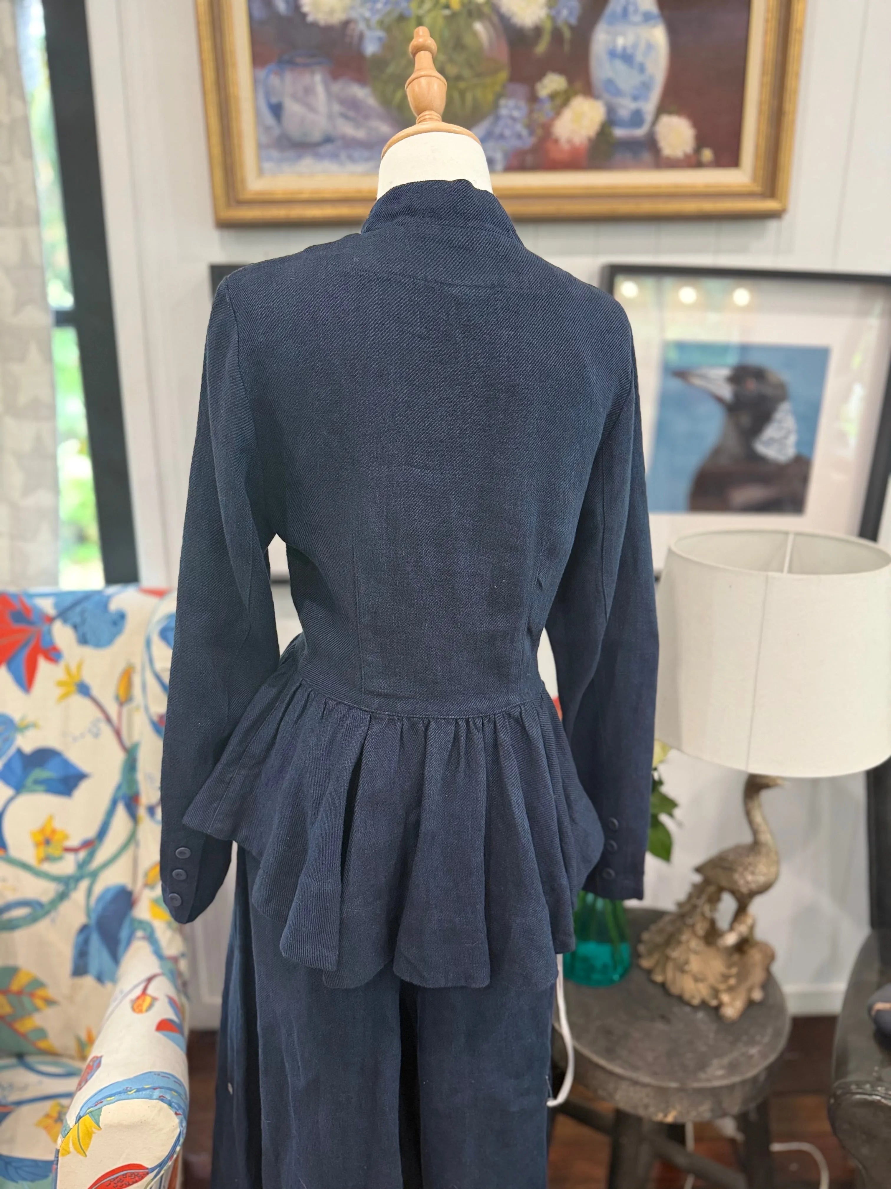  Son de flor peplum jacket herringbone linen navy SALE - Stay Wild Collective  