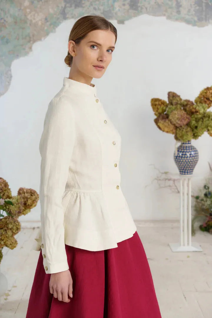  Son de flor peplum jacket herringbone linen navy SALE - Stay Wild Collective  