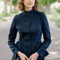  Son de flor peplum jacket herringbone linen navy SALE - Stay Wild Collective  