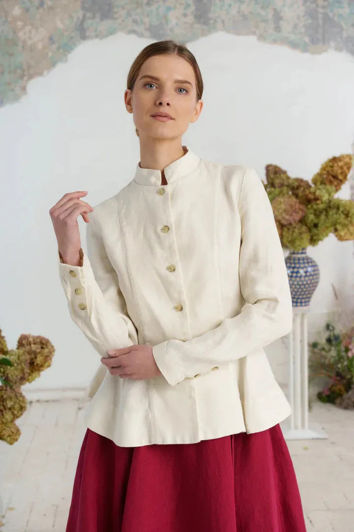  Son de flor peplum jacket linen SALE milk - Stay Wild Collective  
