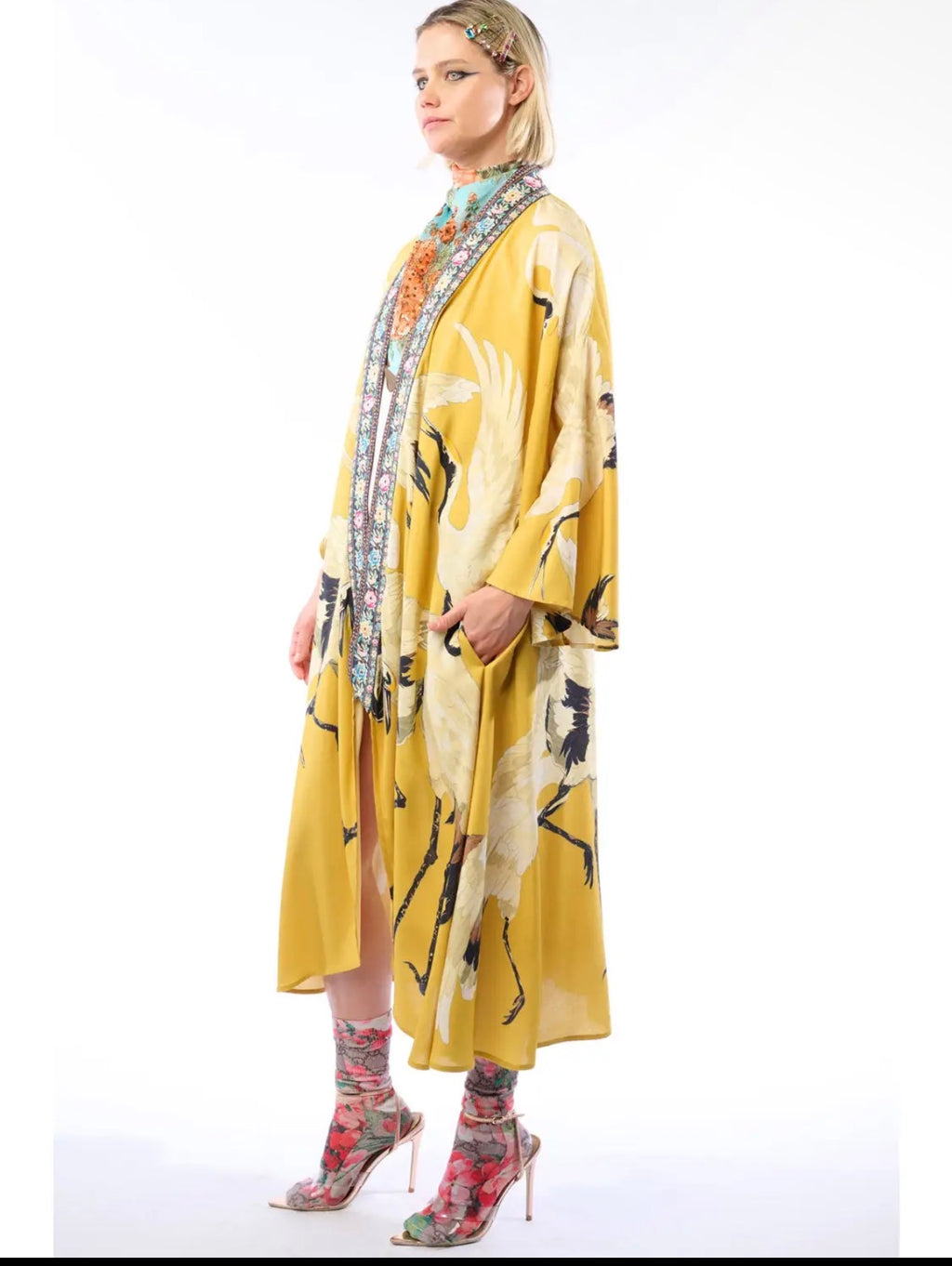 Story of the Crane Kimono - mustard 
Bohemian Coverup Robe - Stay Wild Collective