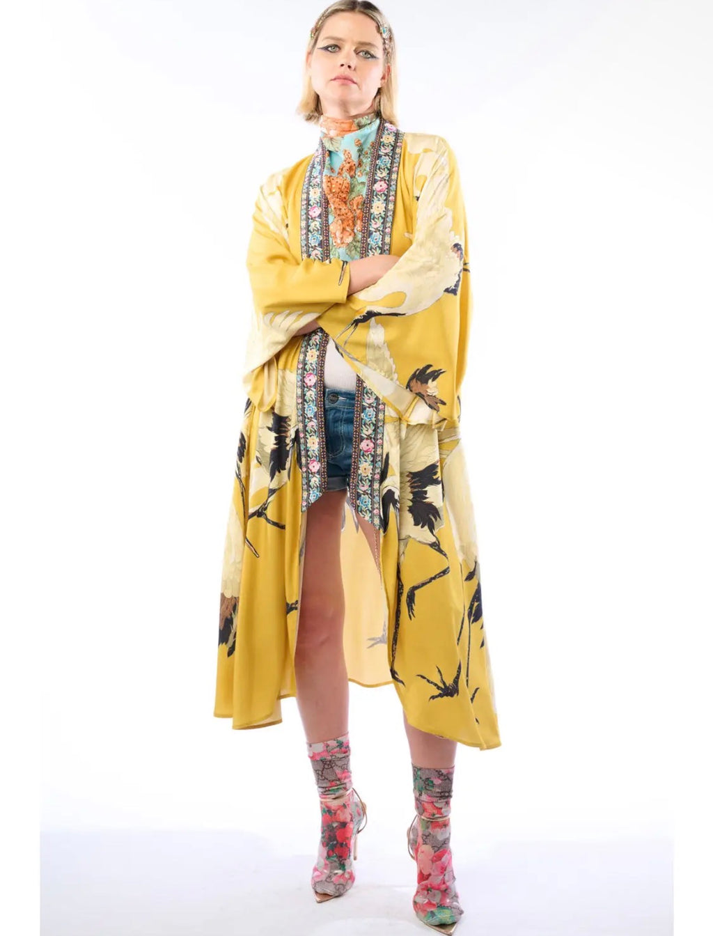 Story of the Crane Kimono - mustard 
Bohemian Coverup Robe - Stay Wild Collective