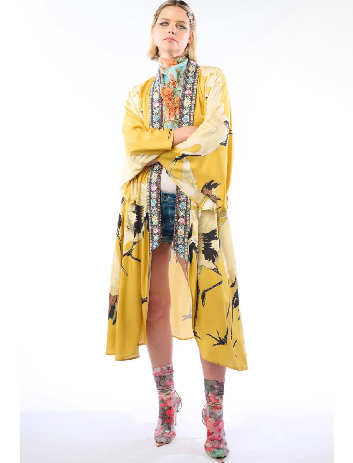 Story of the Crane Kimono - mustard 
Bohemian Coverup Robe - Stay Wild Collective