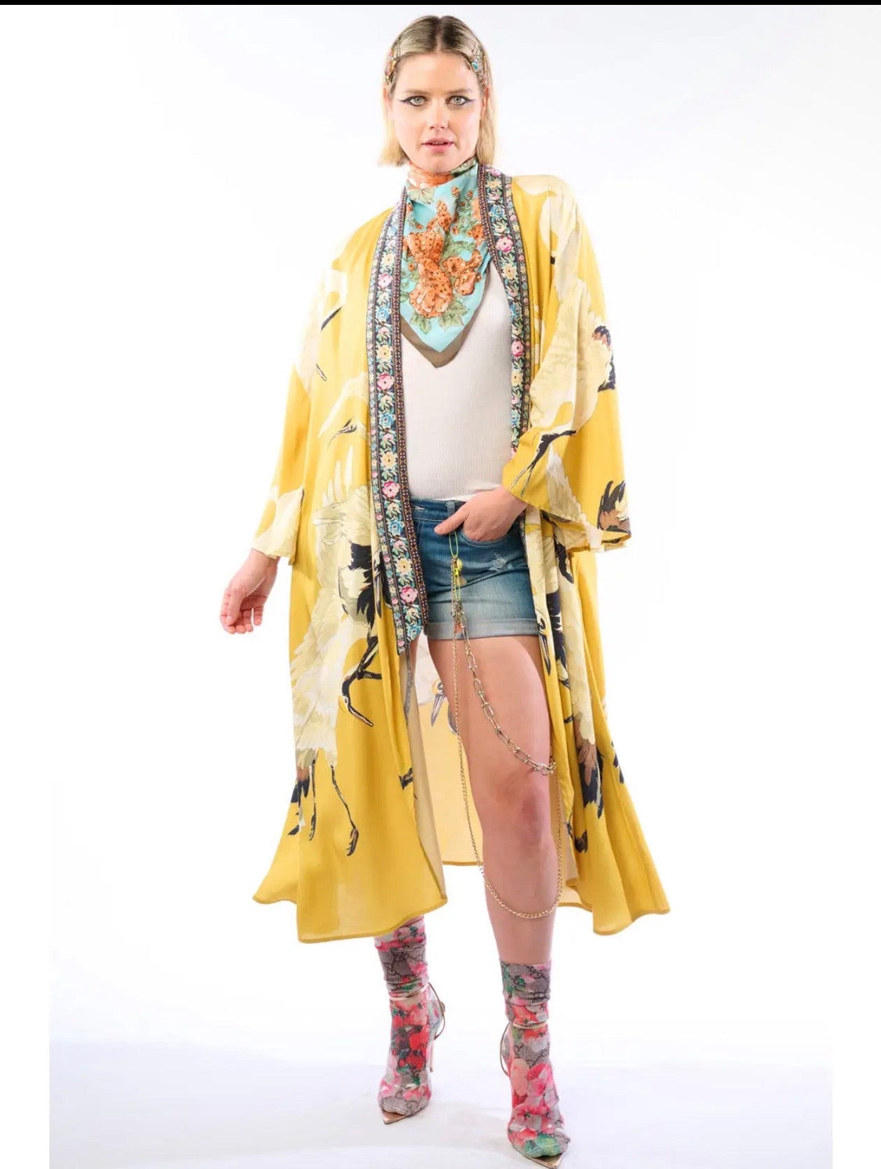 Story of the Crane Kimono - mustard 
Bohemian Coverup Robe - Stay Wild Collective