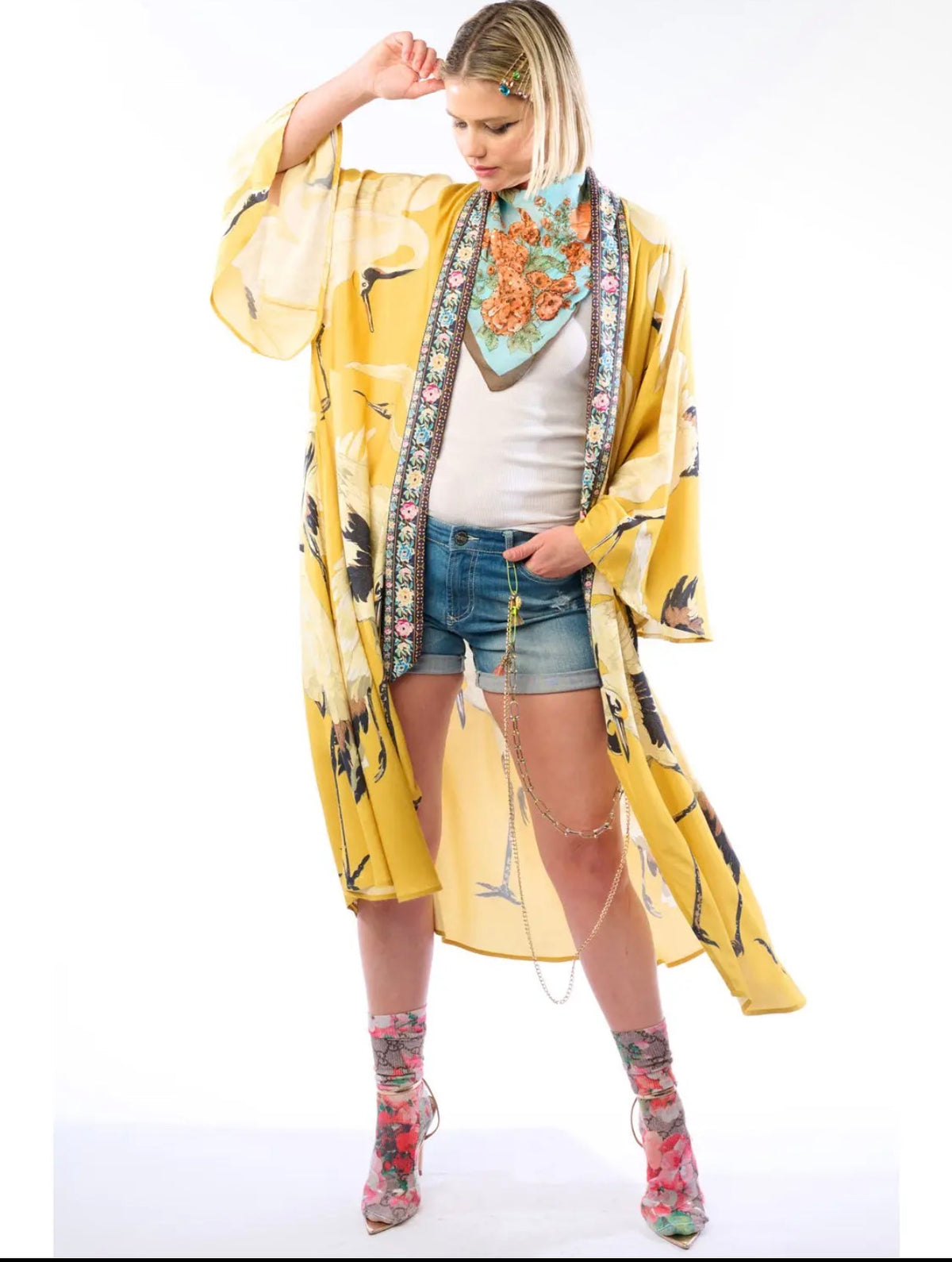 Story of the Crane Kimono - mustard 
Bohemian Coverup Robe - Stay Wild Collective