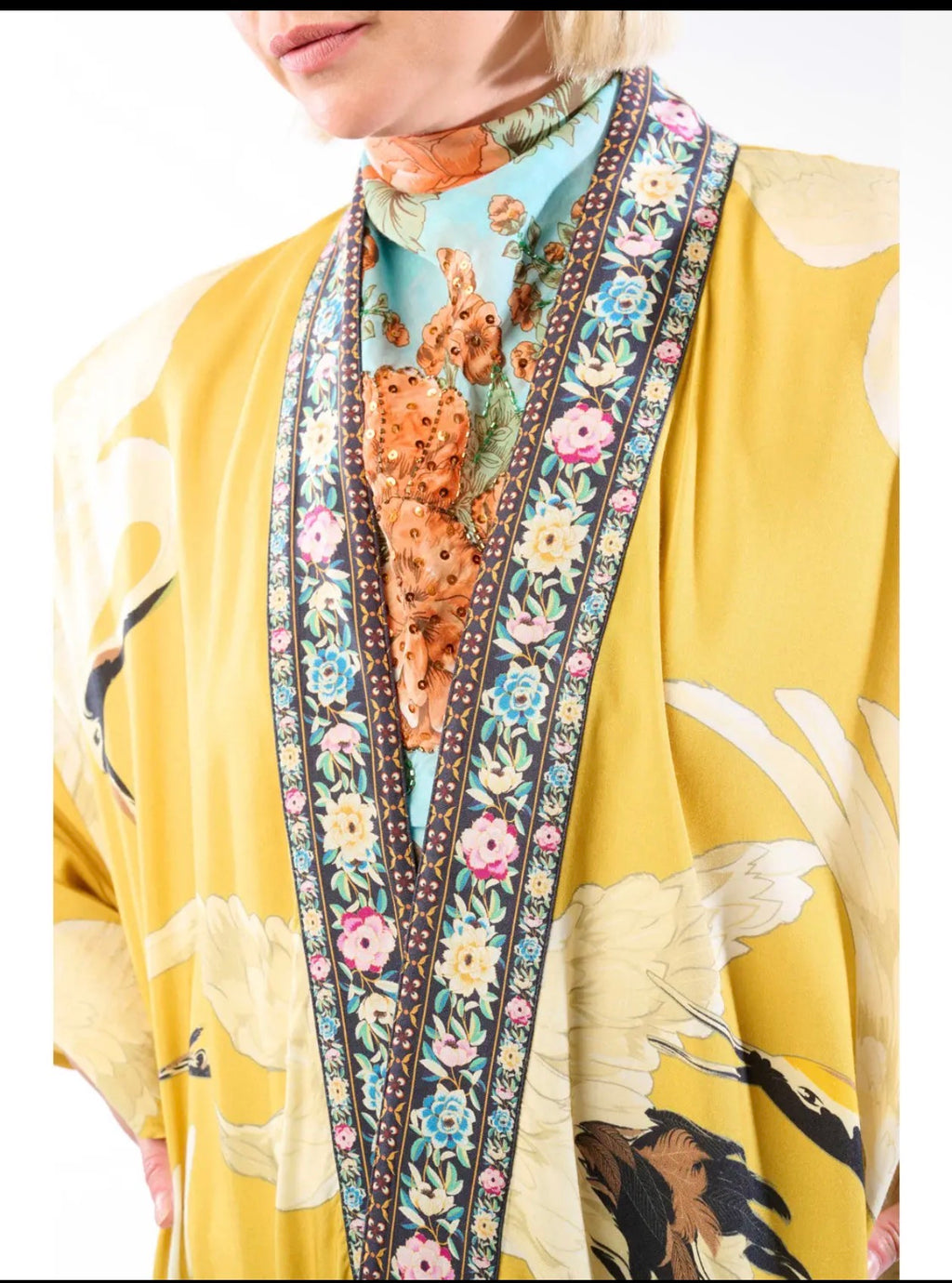 Story of the Crane Kimono - mustard 
Bohemian Coverup Robe - Stay Wild Collective