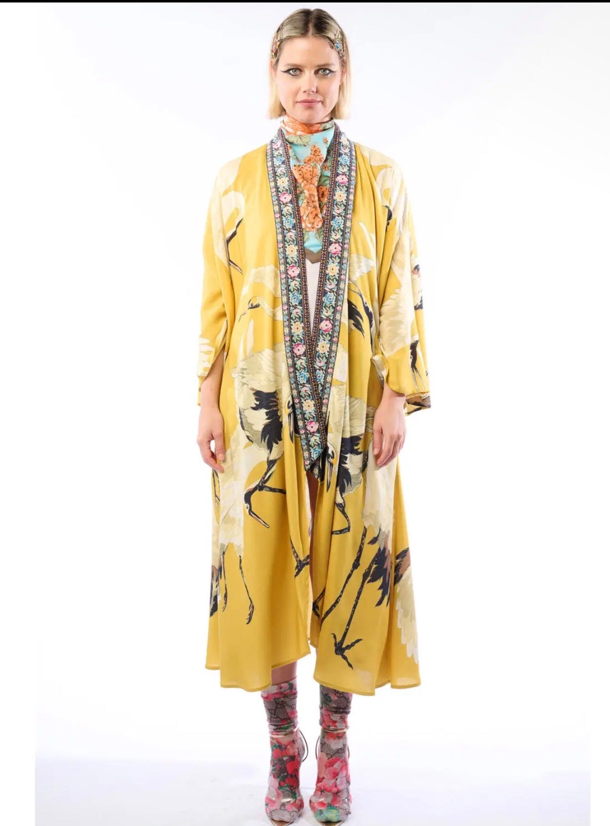 Story of the Crane Kimono - mustard 
Bohemian Coverup Robe - Stay Wild Collective