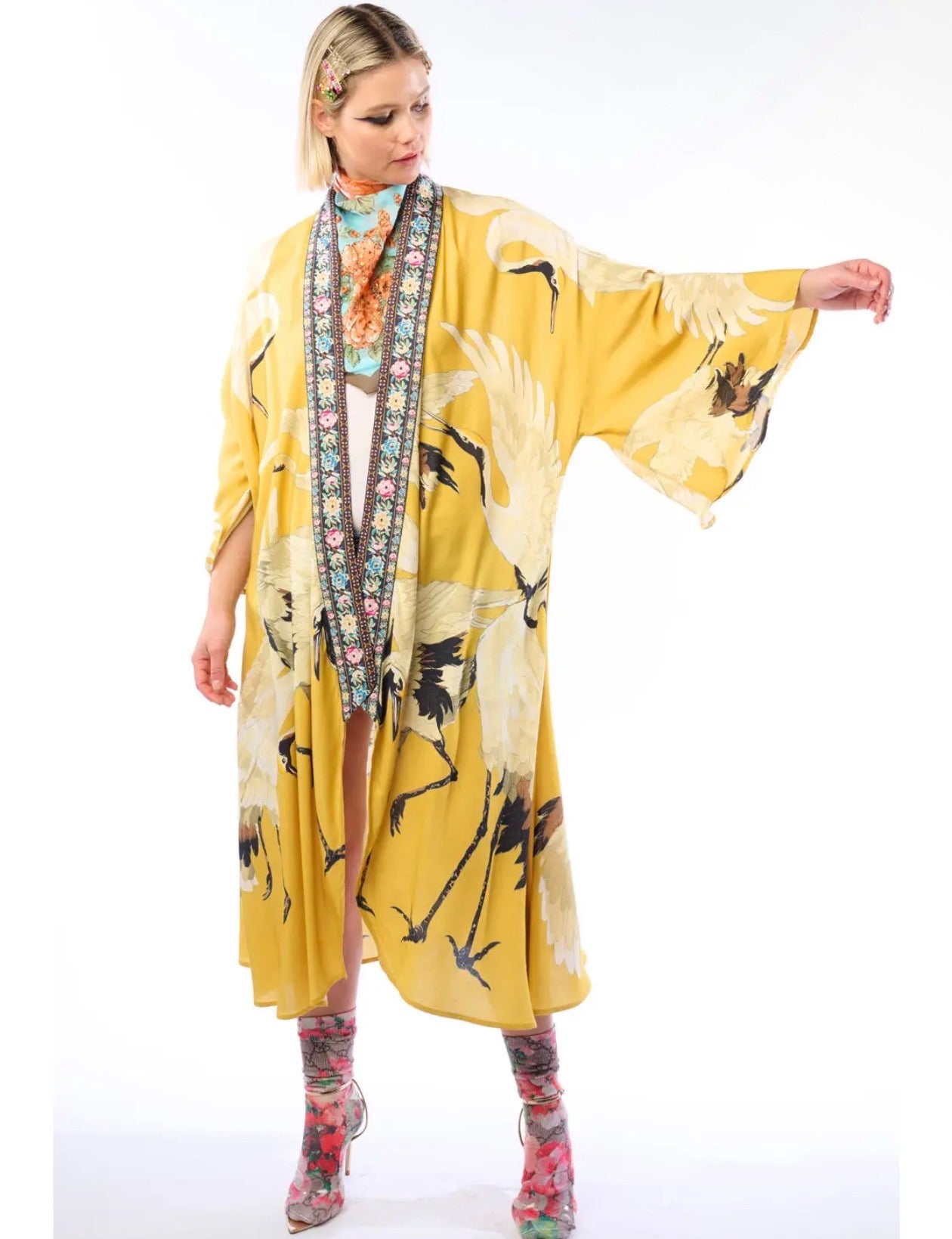 Story of the Crane Kimono - mustard 
Bohemian Coverup Robe - Stay Wild Collective