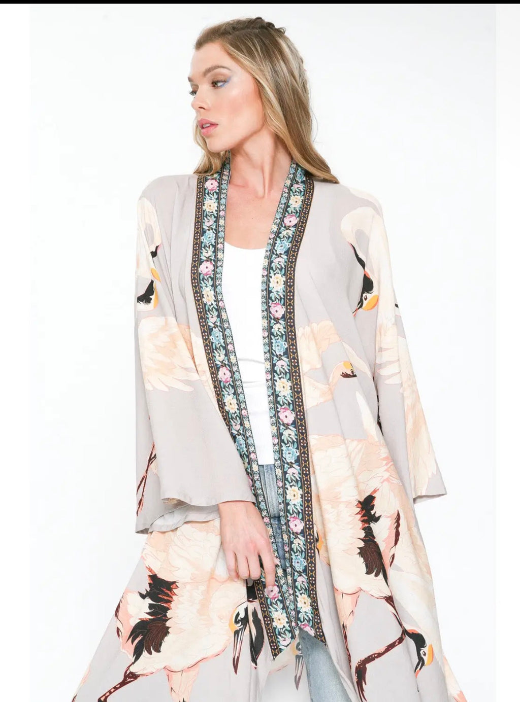 Story of the Crane Kimono - slate 
Bohemian Coverup Robe - Stay Wild Collective