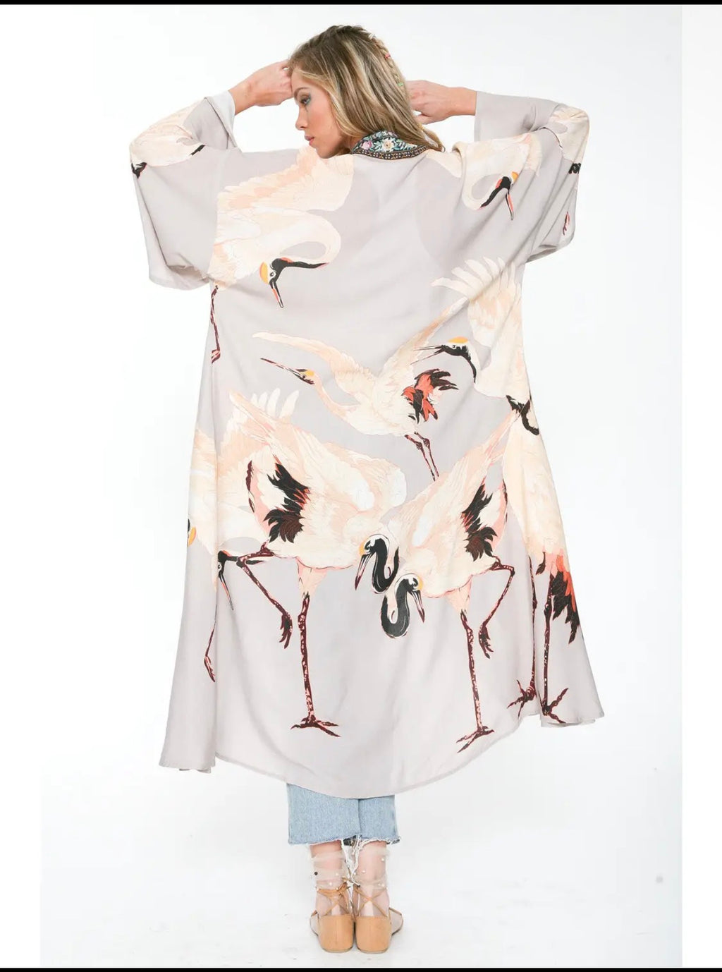 Story of the Crane Kimono - slate 
Bohemian Coverup Robe - Stay Wild Collective