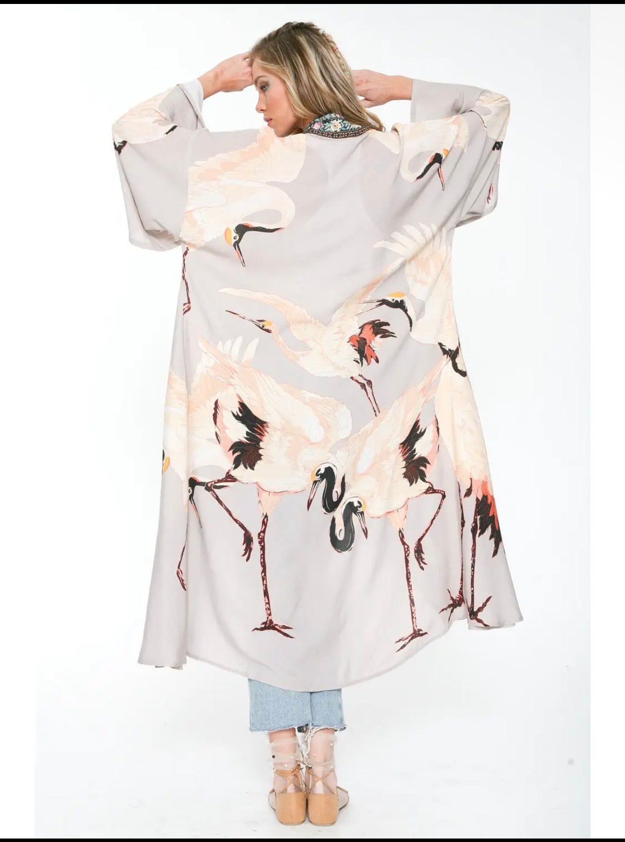 Story of the Crane Kimono - slate 
Bohemian Coverup Robe - Stay Wild Collective