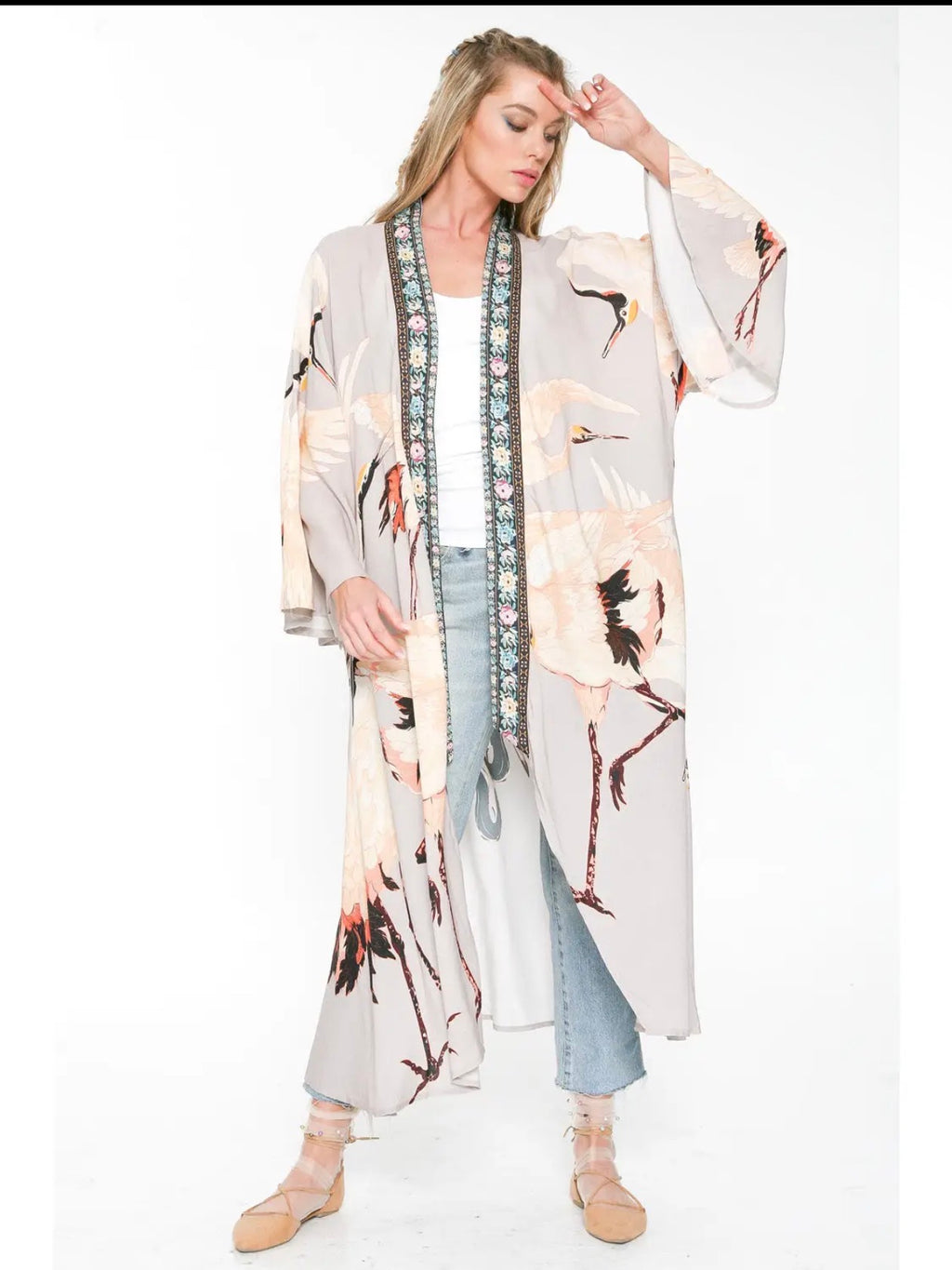 Story of the Crane Kimono - slate 
Bohemian Coverup Robe - Stay Wild Collective
