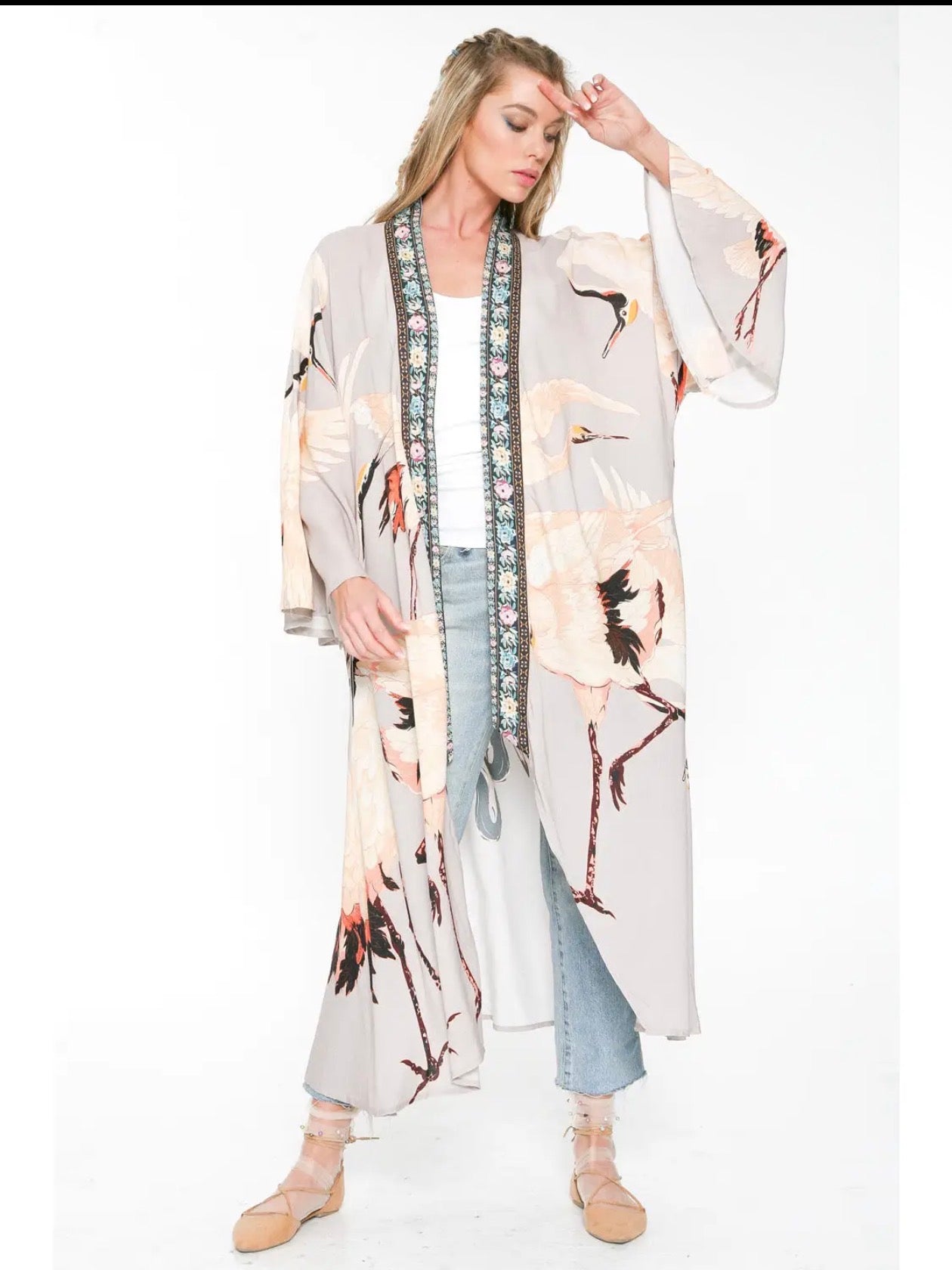 Story of the Crane Kimono - slate 
Bohemian Coverup Robe - Stay Wild Collective