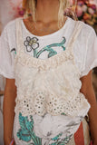 Magnolia Pearl Olive Eyelet Ruffle Cami TANK 402-MOON-OS