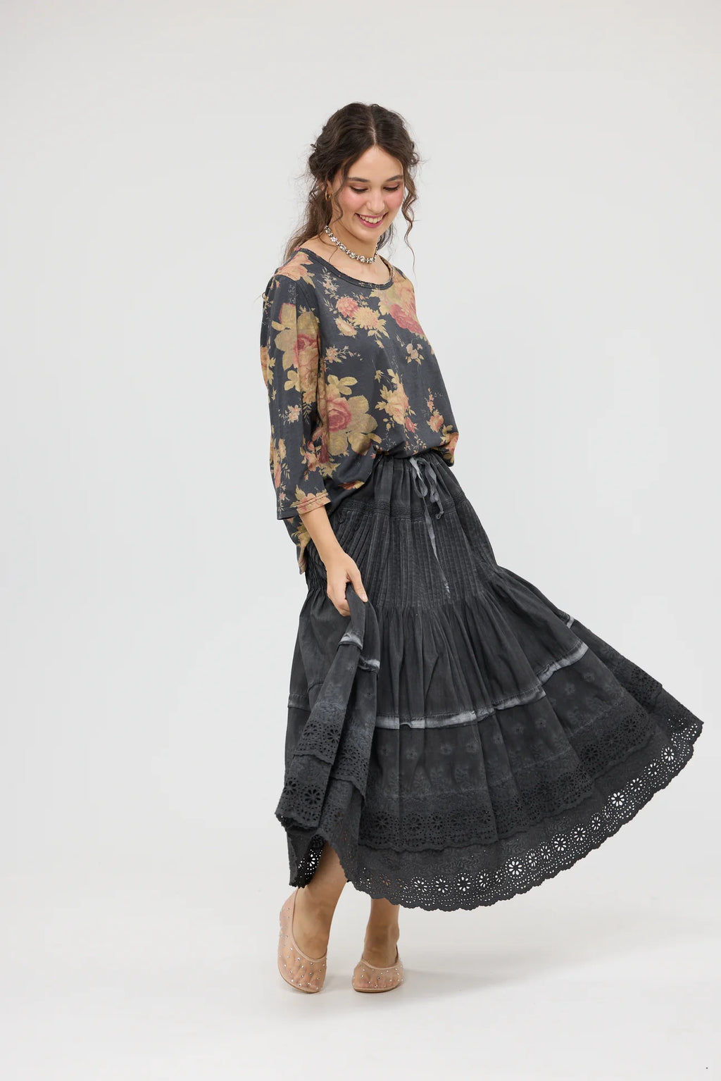  Talk to me in Flowers Tee. Vintage inspired relaxed fit top. Midnight Rose miss roses sister violet - Stay Wild Collective  
