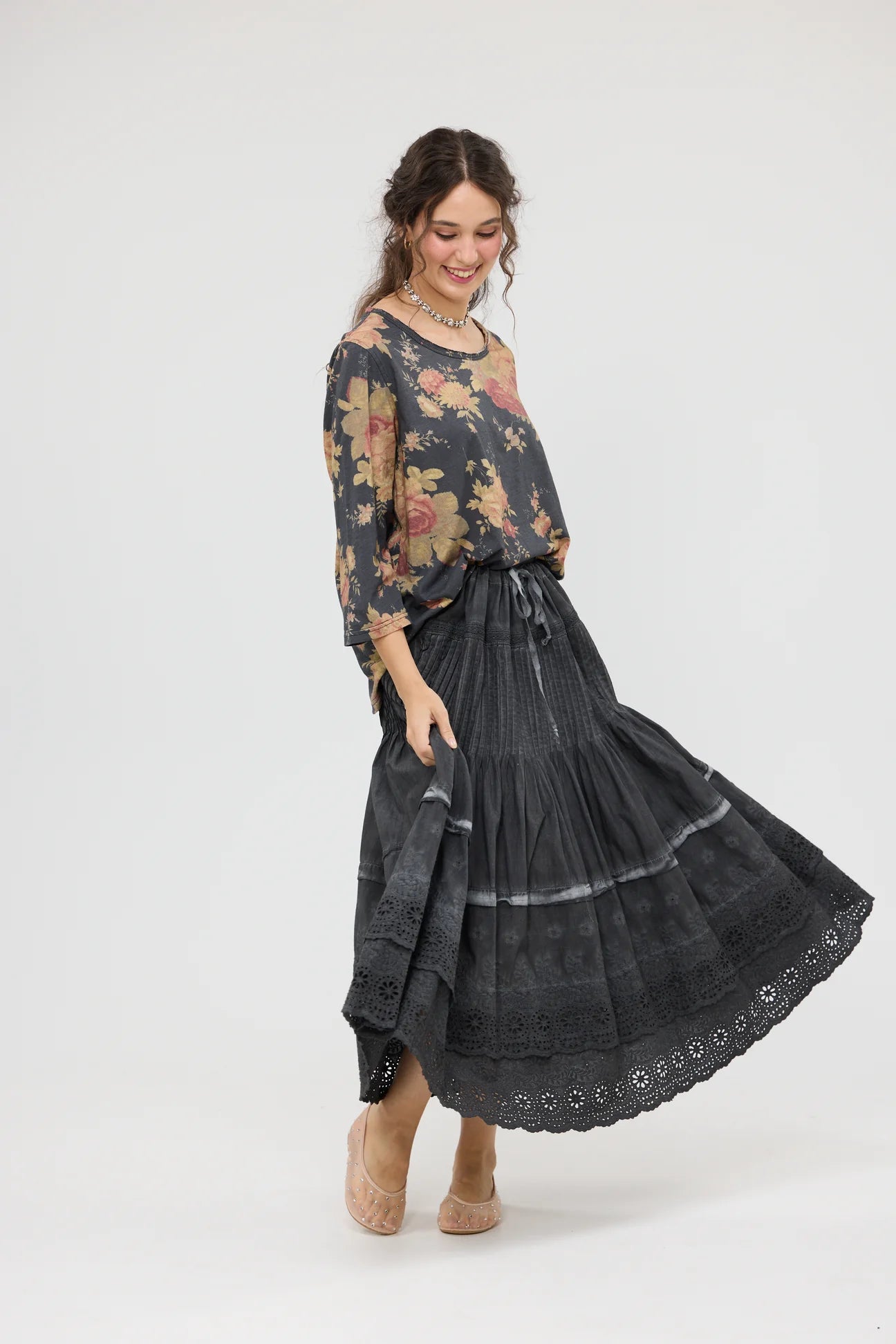  Talk to me in Flowers Tee. Vintage inspired relaxed fit top. Midnight Rose miss roses sister violet - Stay Wild Collective  