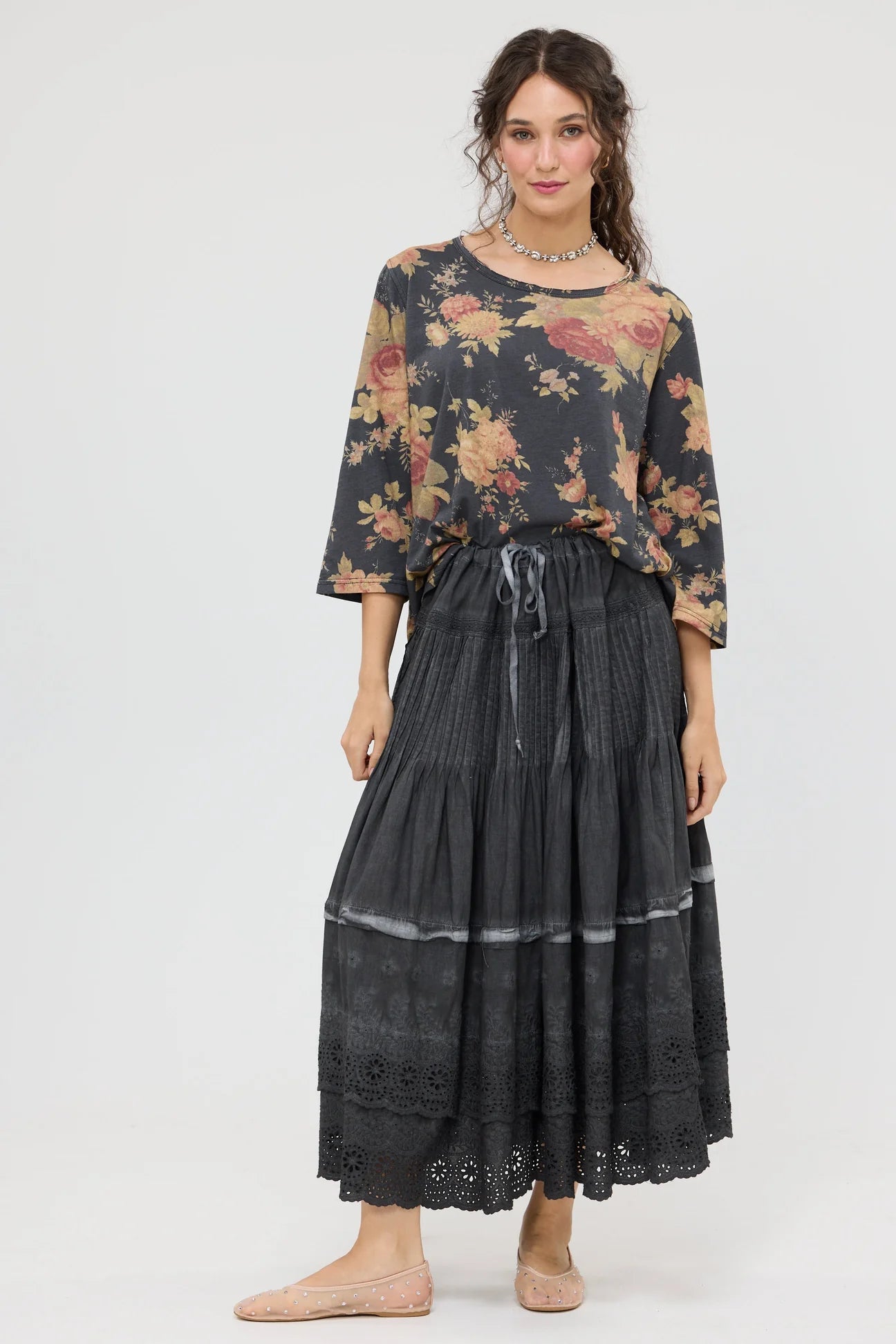  Talk to me in Flowers Tee. Vintage inspired relaxed fit top. Midnight Rose miss roses sister violet - Stay Wild Collective  