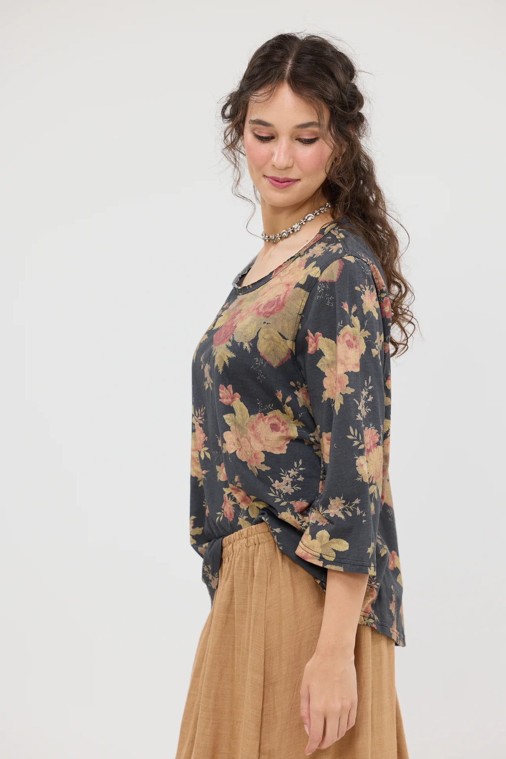  Talk to me in Flowers Tee. Vintage inspired relaxed fit top. Midnight Rose miss roses sister violet - Stay Wild Collective  