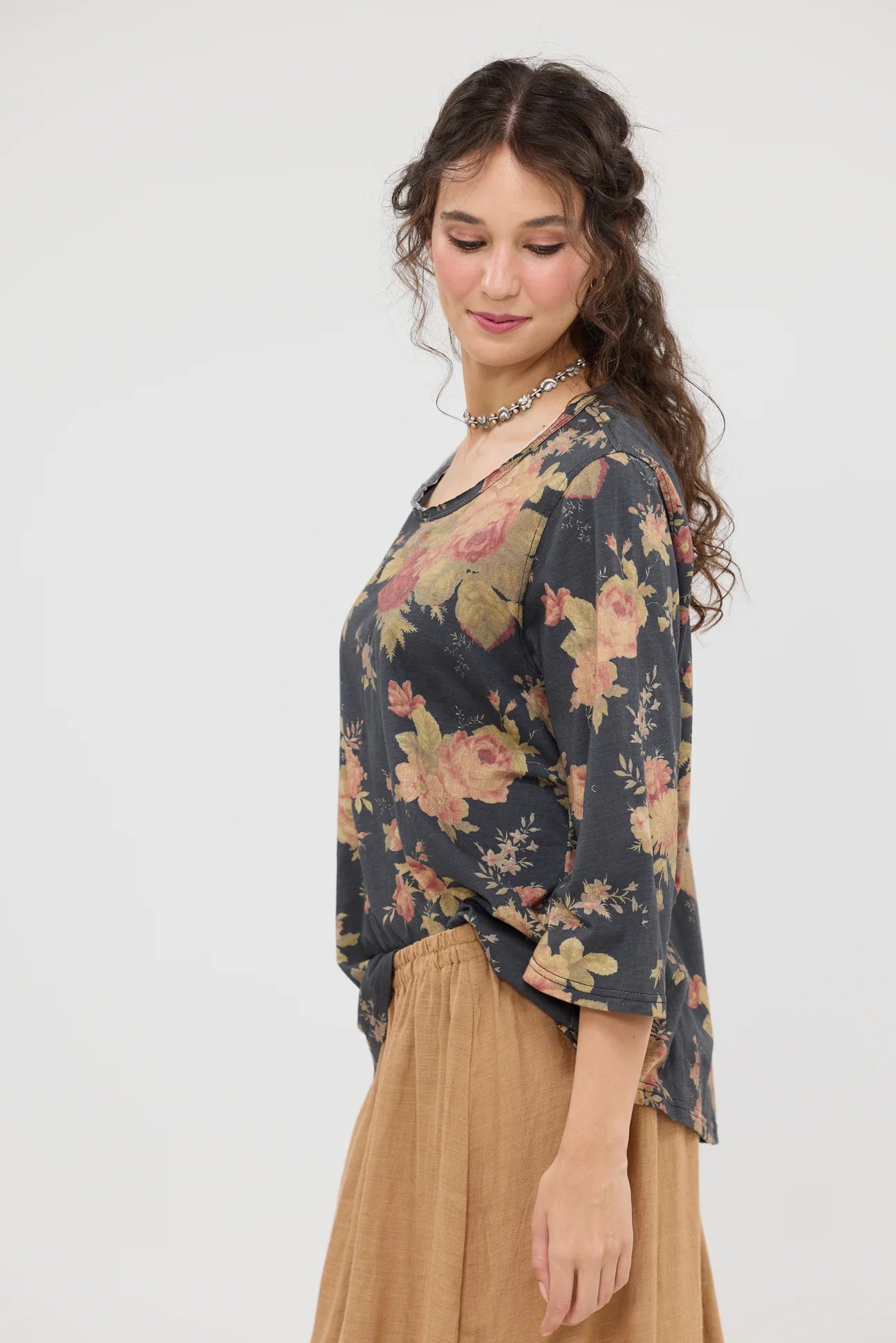  Talk to me in Flowers Tee. Vintage inspired relaxed fit top. Midnight Rose miss roses sister violet - Stay Wild Collective  