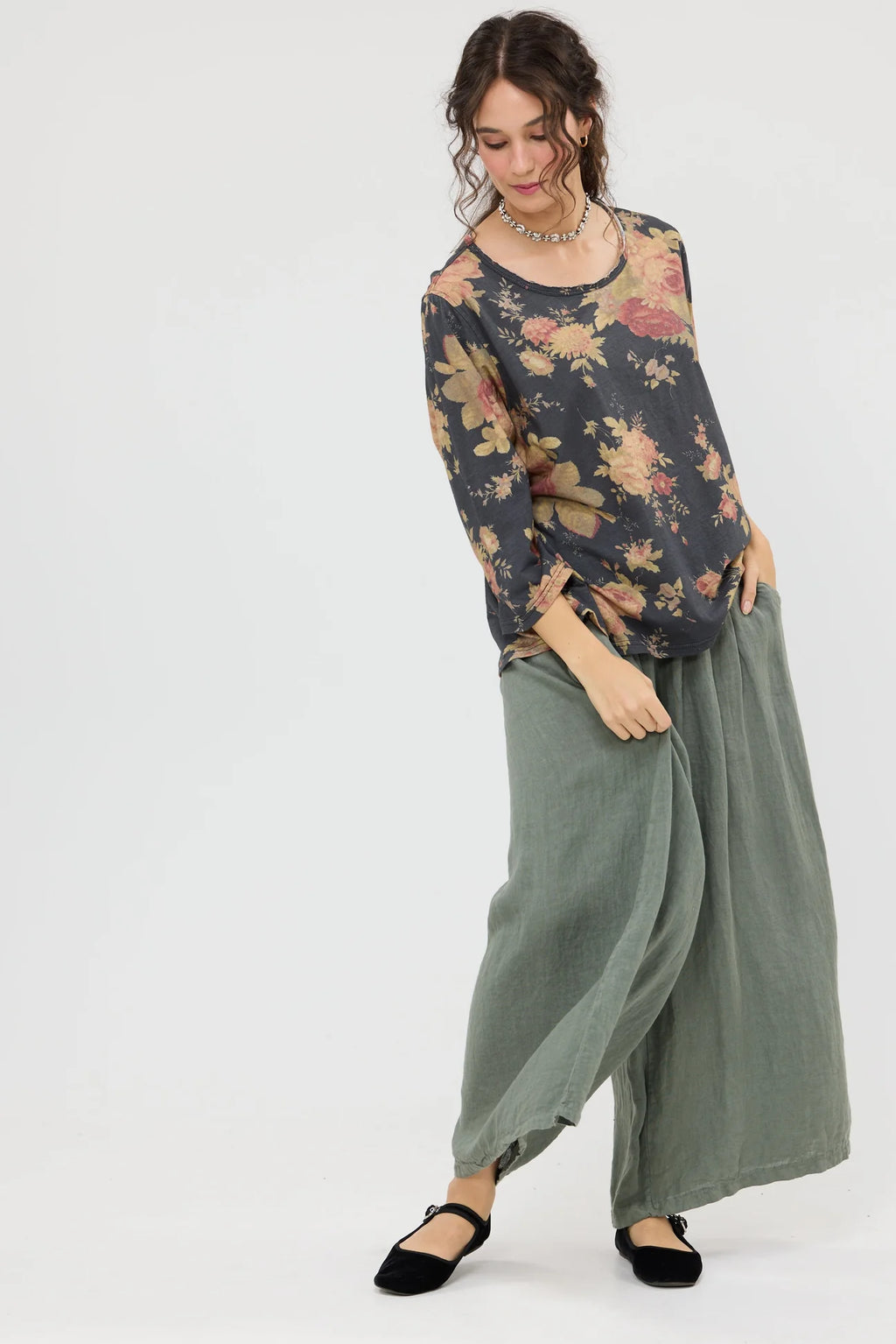  Talk to me in Flowers Tee. Vintage inspired relaxed fit top. Midnight Rose miss roses sister violet - Stay Wild Collective  