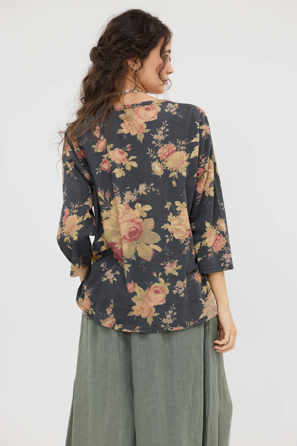  Talk to me in Flowers Tee. Vintage inspired relaxed fit top. Midnight Rose miss roses sister violet - Stay Wild Collective  