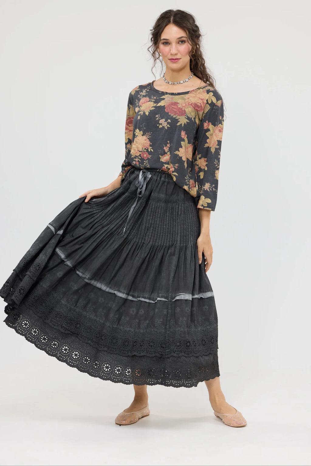  Talk to me in Flowers Tee. Vintage inspired relaxed fit top. Midnight Rose miss roses sister violet - Stay Wild Collective  
