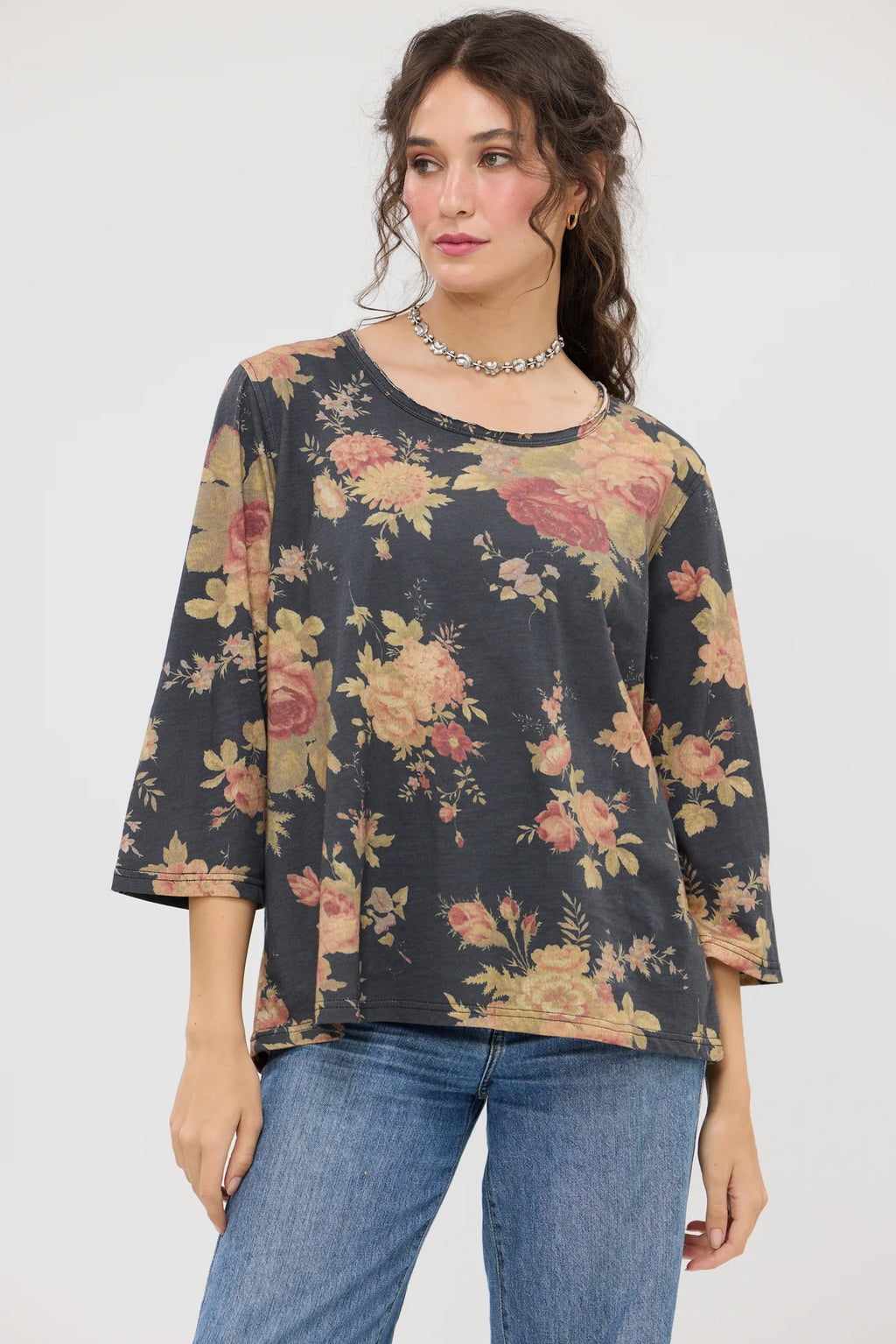 Talk to me in Flowers Tee. Vintage inspired relaxed fit top. Midnight Rose miss roses sister violet - Stay Wild Collective  