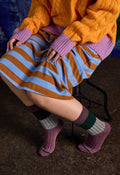 Socks  Tightology T16 ‘Chunky Rib’ Mauve Stripe Merino Wool Socks - Stay Wild Collective