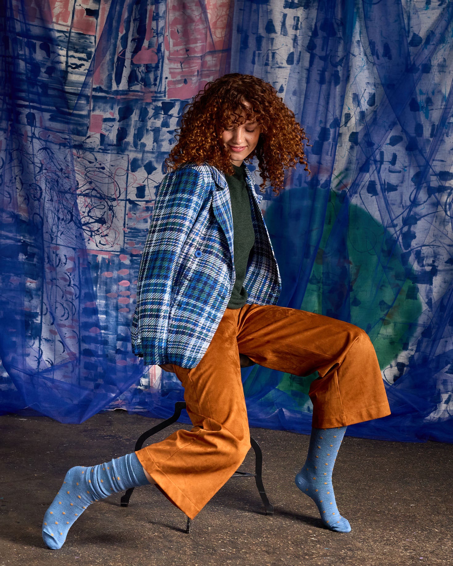 Socks  Tightology T16 ‘Dotty blue  Merino Wool Socks - Stay Wild Collective
